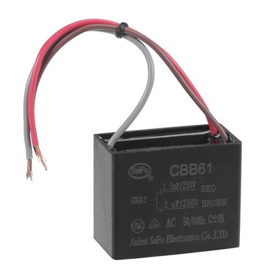 Deckenventilator Kondensator CBB61 1.5/3uF 250V AC 3 Drähte 38x31x22mm