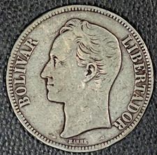 Venezuela, 1904 5 Bolivares, Silver