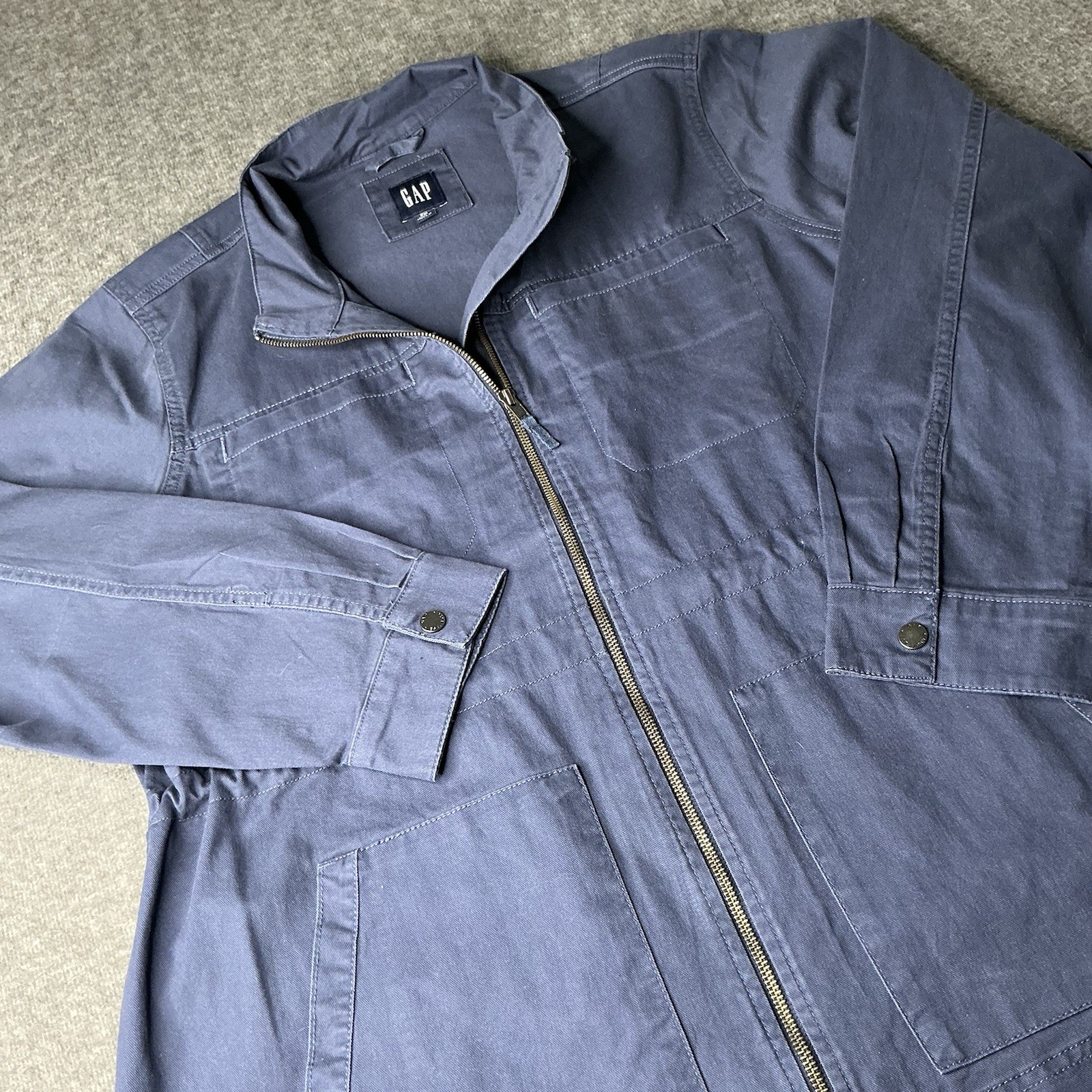 GAP Field Jacket Womens 2XL Navy Blue Utility Military Zip Drawstring Barn Coat