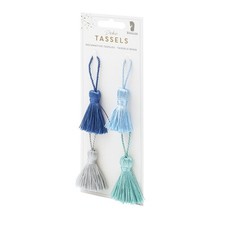 RÖSSLER DEKO TASSELS QUASTEN 4ER SET AQUA NEU OVP
