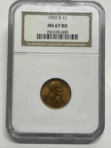 1937 D Lincoln Wheat Cent / Penny 1c NGC MS 67 Rd Mint State Red Uncirculated