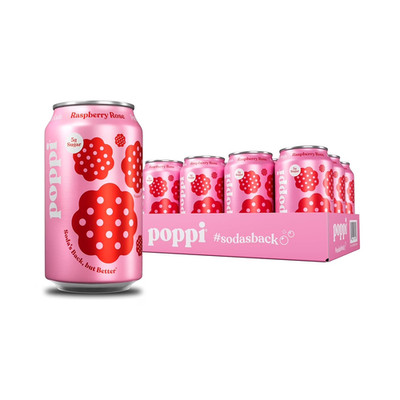 Poppi Raspberry Rose Prebiotic Soda 12 ct 12 fl oz Cans