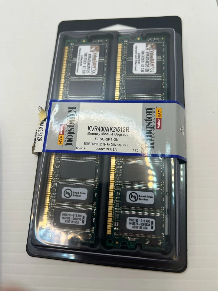 Kingston 512MB 400 Dual Channel DDR Kit NEW/SEALED w/ Damaged Box KVR400AK2/512R - Image 2 of 4