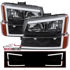 Black Headlights Led Tube Bumper Lamps Fits 2003-2007 Chevy Silverado Avalanche