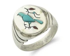 Vintage Zuni Ring Sterling Silver Authentic Handmade Blue Bird Size 10