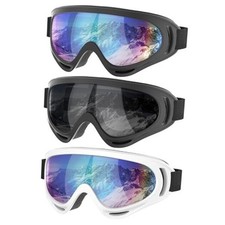 Ski Goggles, 3 Pack Snowboard 02. Black White Frame  Multicolor Gray Lens