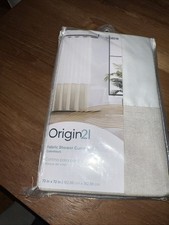 New Origin 21 - 72x72-in Fabric Shower Curtain Colorblock Beige Tan New. C1