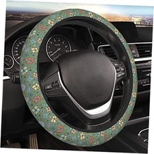 Sage Green Hippie Flower Auto Car Steering Wheel Cover Universal 15 Inch 3