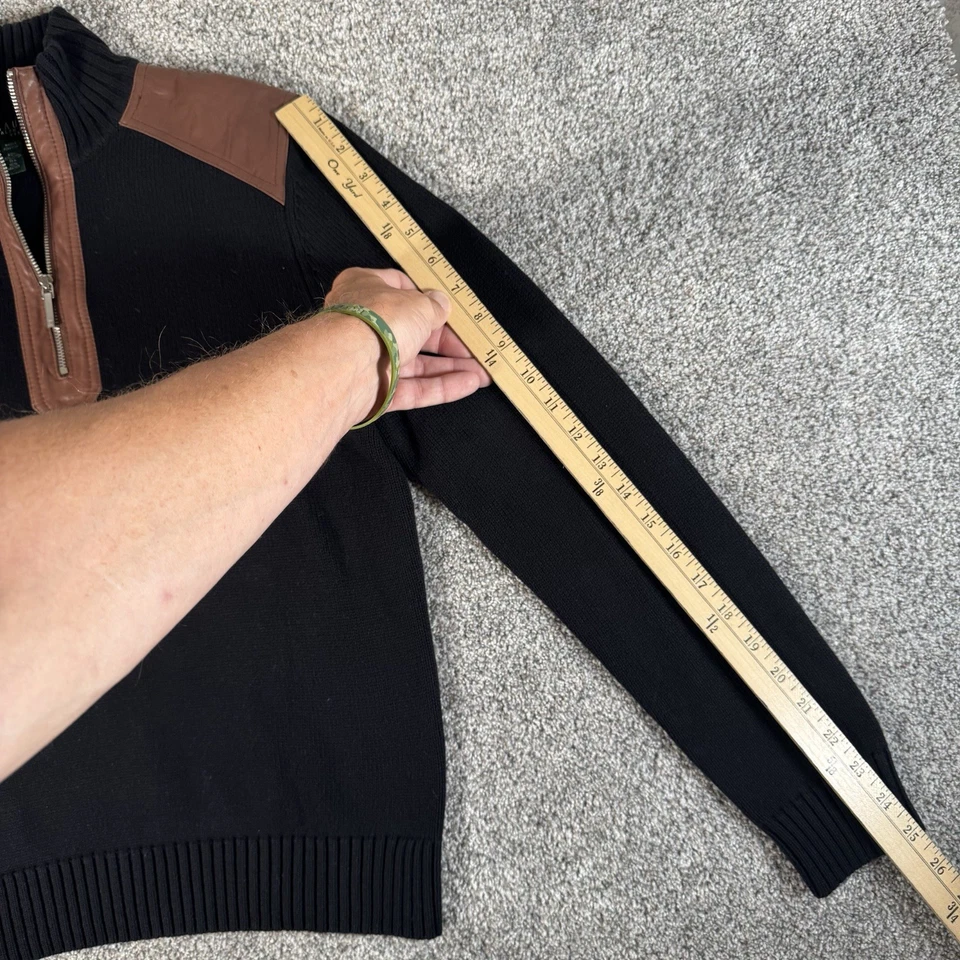 Suéter Ralph Lauren Vintage Años 90 Y2K L Pequeño Cuero Parches 1/4 Cremallera Dinero Antiguo Foto 3 de 4