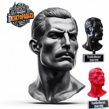 Freddie Mercury Bust 3D Printed Statue - UNPAINTED - Unassembled - Height 120mm