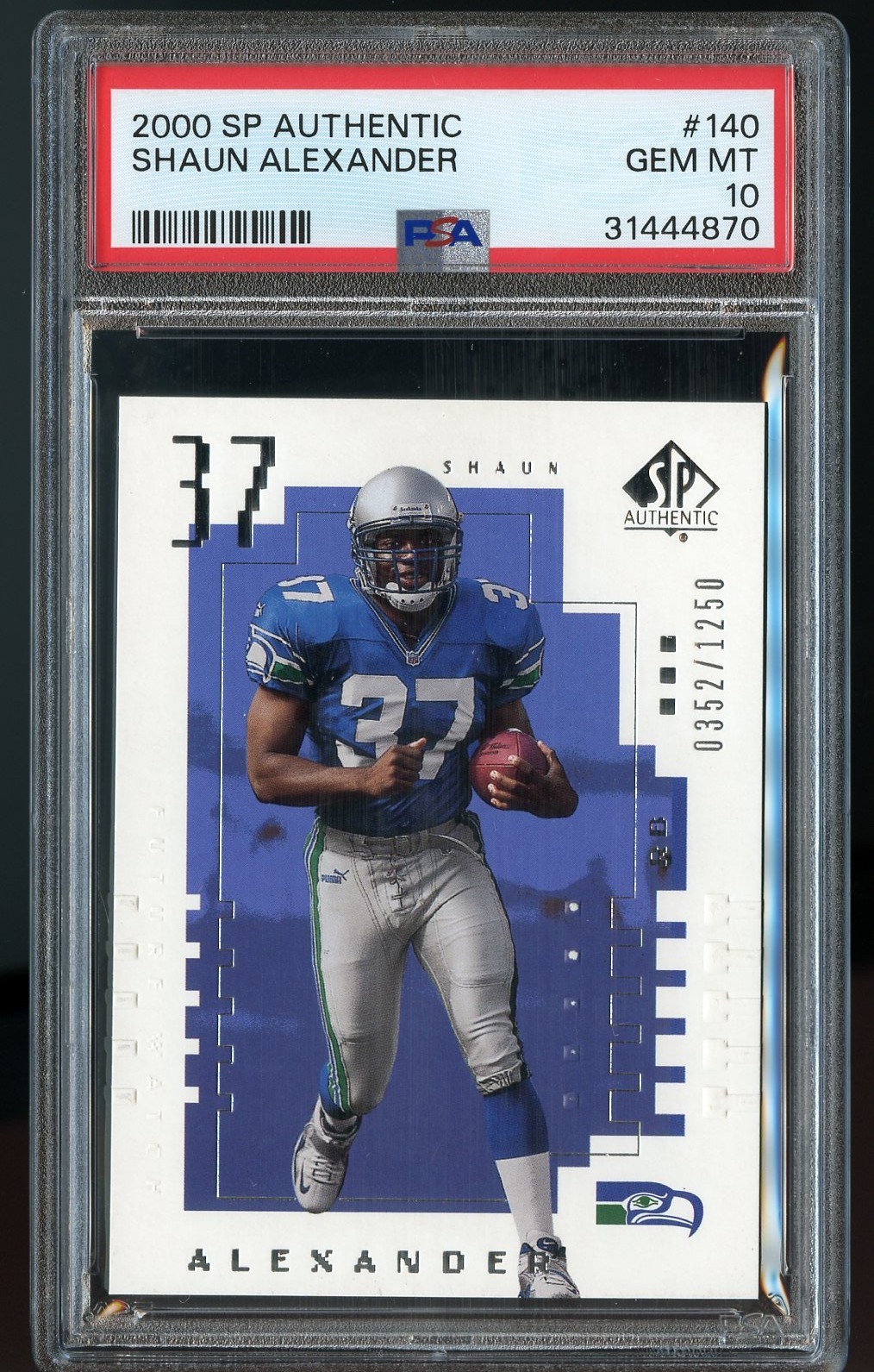 2000 Upper Deck SP Authentic SHAUN ALEXANDER #140 Rookie RC - #/1250 - PSA 10