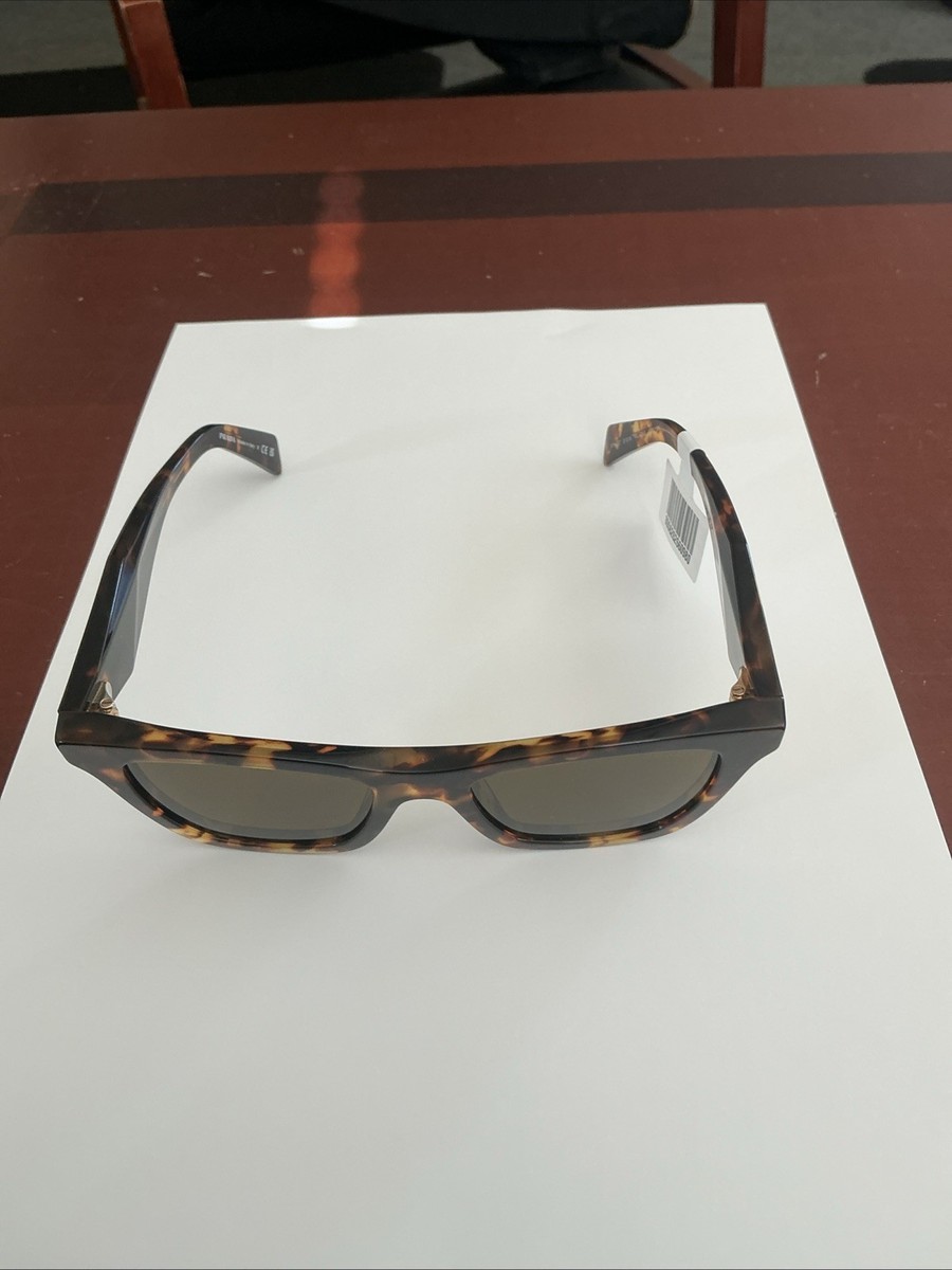 PRADA Sunglasses Brown PR C07S 14L09Z Tortoise Square Gold Logo