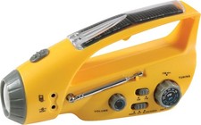 Solar Wind Up Hand Crank LED Flashlight with Radio Emergency Survival AM FM