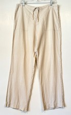 Vintage Gap 100 Linen Wide Leg Pants Women Sz 6 Drawstring Boho Beachy