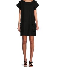 Bryn Walker 100% Linen Short Sleeve Front Pocket Tunic Dress SZ S EUC