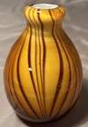 VTG MURANO GLASS THICK PERFUME BOTTLE / SMALL VASE ? AMBER BROWN SWIRL