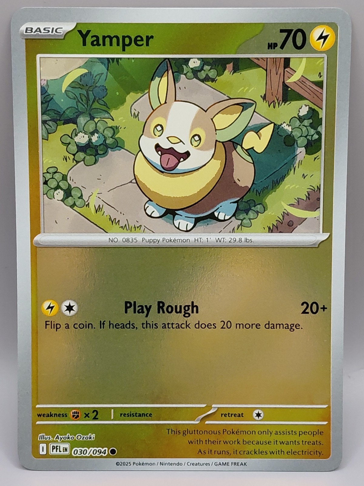 Yamper 030/094 Reverse Holo Pokémon Phantasmal Flames