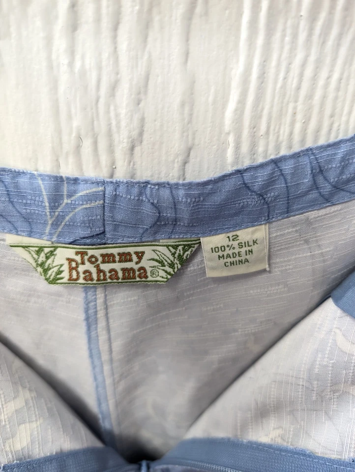 Pantalones Cortos Tommy Bahama 100% Seda Azul Floral Tropical Hawaiano Resort Viaje 12 Foto 3 de 4