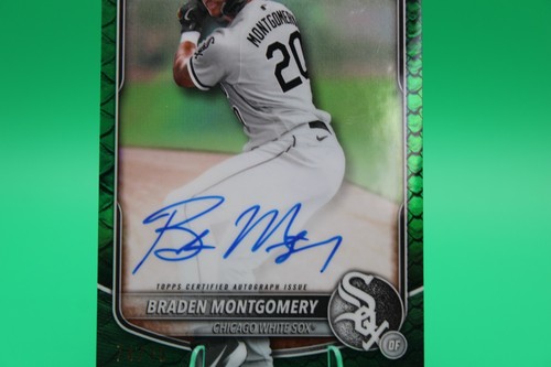 2025 Bowman Chrome Braden Montgomery Green Reptilian Auto /99 White Sox - Picture 3 of 9