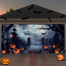 Preboun Halloween Garage Door Banner Large Hanging Backdrop 6 x 13 ft