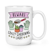 Beware VerrüCkte Gartenarbeit Damen 426Ml Groß Becher Tasse - Lustig Mutter Tag