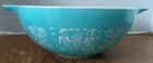Vintage PYREX 4qt Amish Butterprint Cinderella Turquoise Blue Mixing Bowl 444