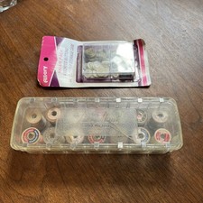 Vtg Tidee Maid Deluxe Thread Box-PLUS 14 Wooden Thread Spools + Extra buttons (L