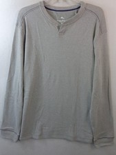 Camisa Tommy Bahama Para Hombre M Gris Albany Ábaco Manga Larga Henley Nueva Con Etiquetas