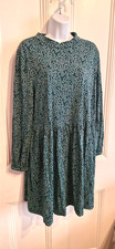 Seasalt Cornwall Selven Jersey Dress Featuring A Green Leaf Sprig Size 16