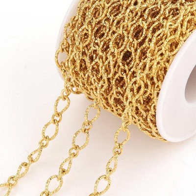 1Yard Stainless Steel Gold Plated Twist Link Chain for Bracelet Necklace SSF36