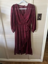 Calvin Klein Dress Size 6 Burgundy And Black Fit And Flare Flowy Sundress Style
