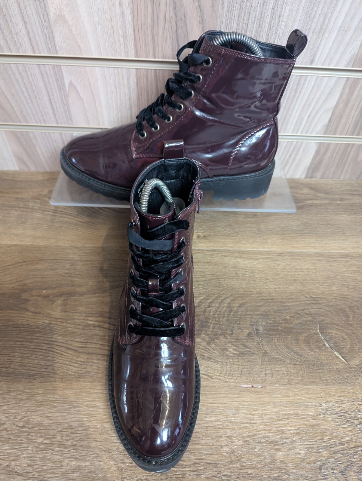 Next Gloss Boots Womens Ankle Mod Rocker Punk Burgundy Festival Shine Uk 5 EU 38 image 3