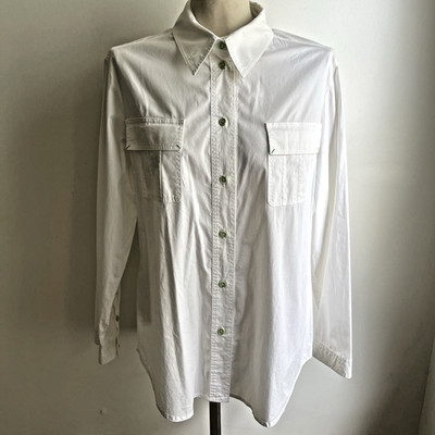 Vintage Krizia Perte Aktive White Button Down Embroidered Butterfly EU 17 Large