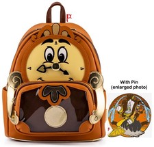 Loungefly Disney Beauty and the Beast Cogsworth Cosplay Backpack LE Lumiere Pin