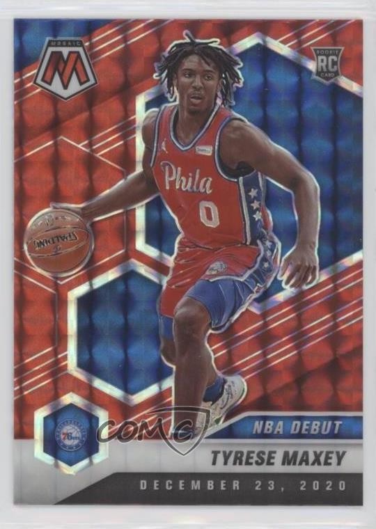 2020-21 Panini Mosaic NBA Debut Red Mosaic Prizm Tyrese Maxey #263 1gg4