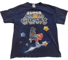 VTG Super Mario Galaxy Shirt Y2K '07 Nintendo Video Game Promo Graphic T Shirt M