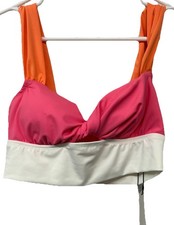 Sanctuary Repreve Womens Bikini Top Size Medium Orange Pink  White NWT