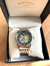 Rotary Automatic Skeleton Black Dial 42mm Steel Bracelet Watch GB00162/04