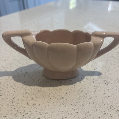 Kleine pastellrosa Vase Mini Kylix Form Vintage Keramik Dekor Übertopf