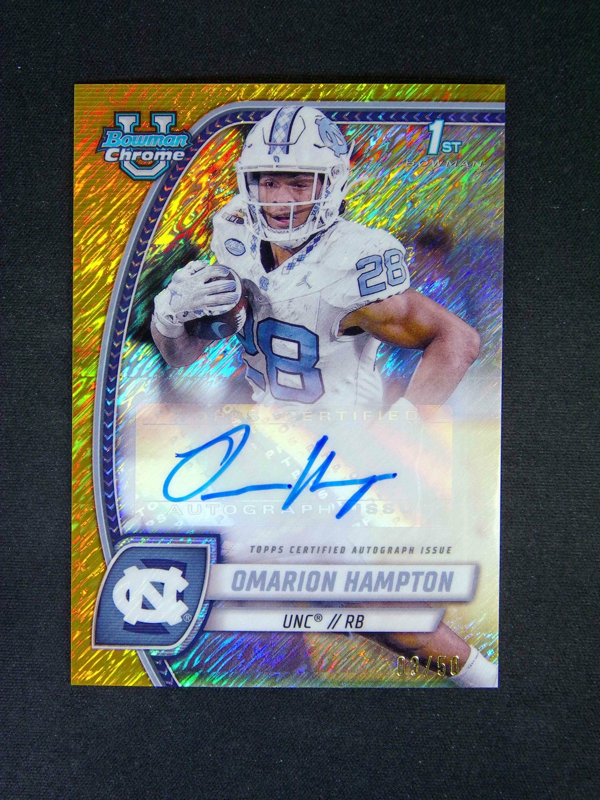 2024 Bowman U Chrome Omarion Hampton 1st Auto Gold Shimmer /50