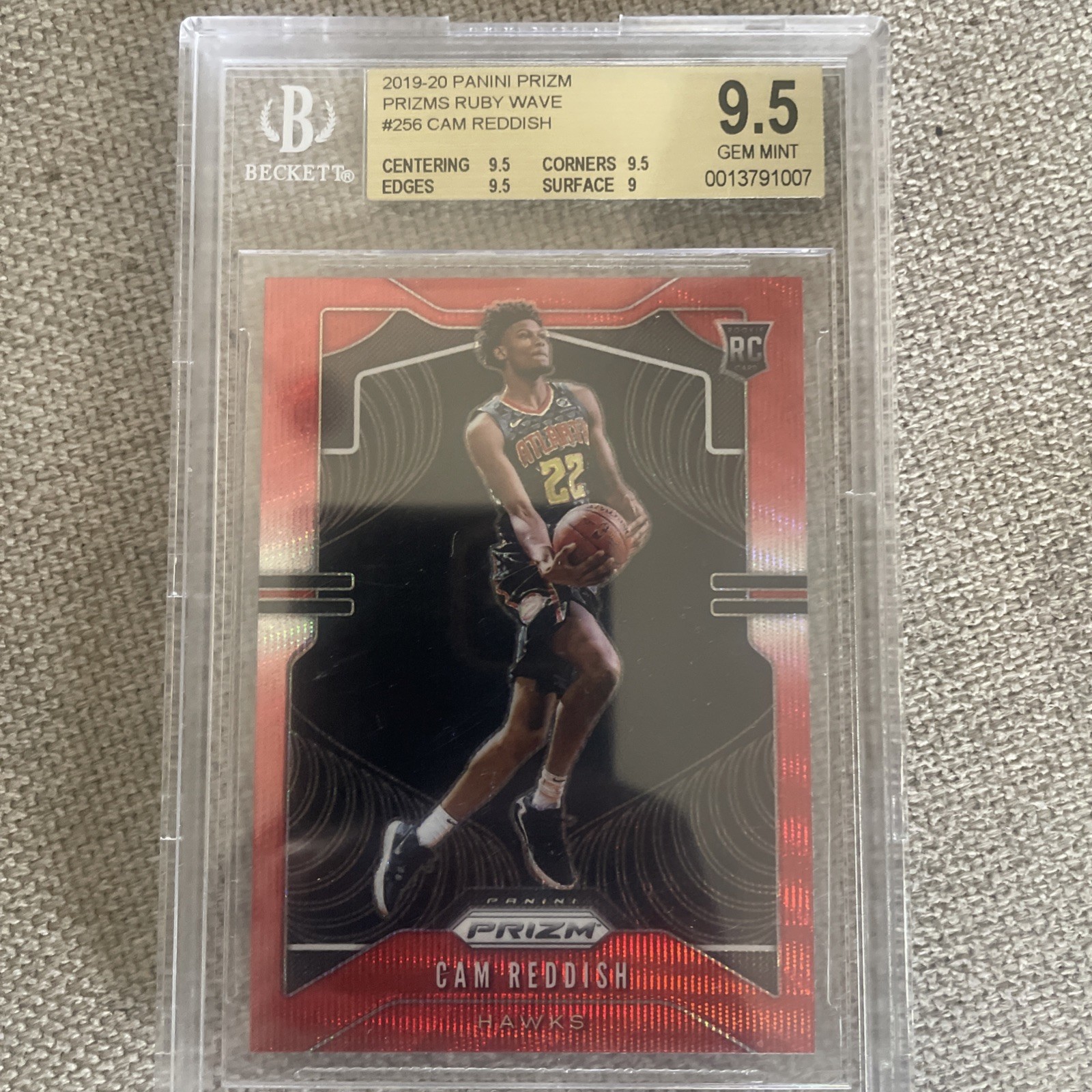 Cam Reddish BGS 9.5 GEM MINT 2019-20 Panini Prizm Ruby Wave RC #256
