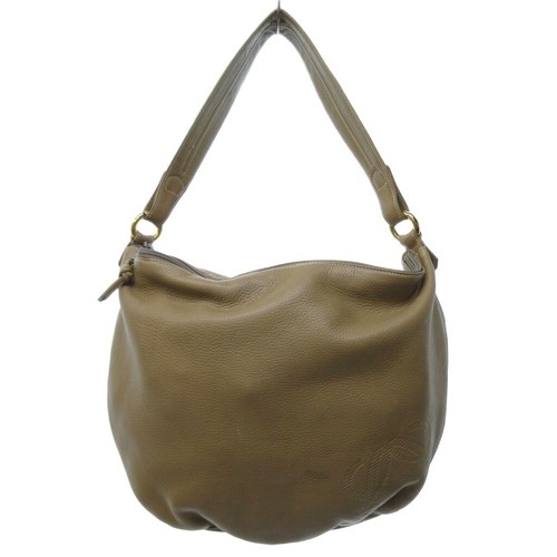 LOEWE Anagram Shoulder Bag Hobo Leather Light Brown Women Authentic