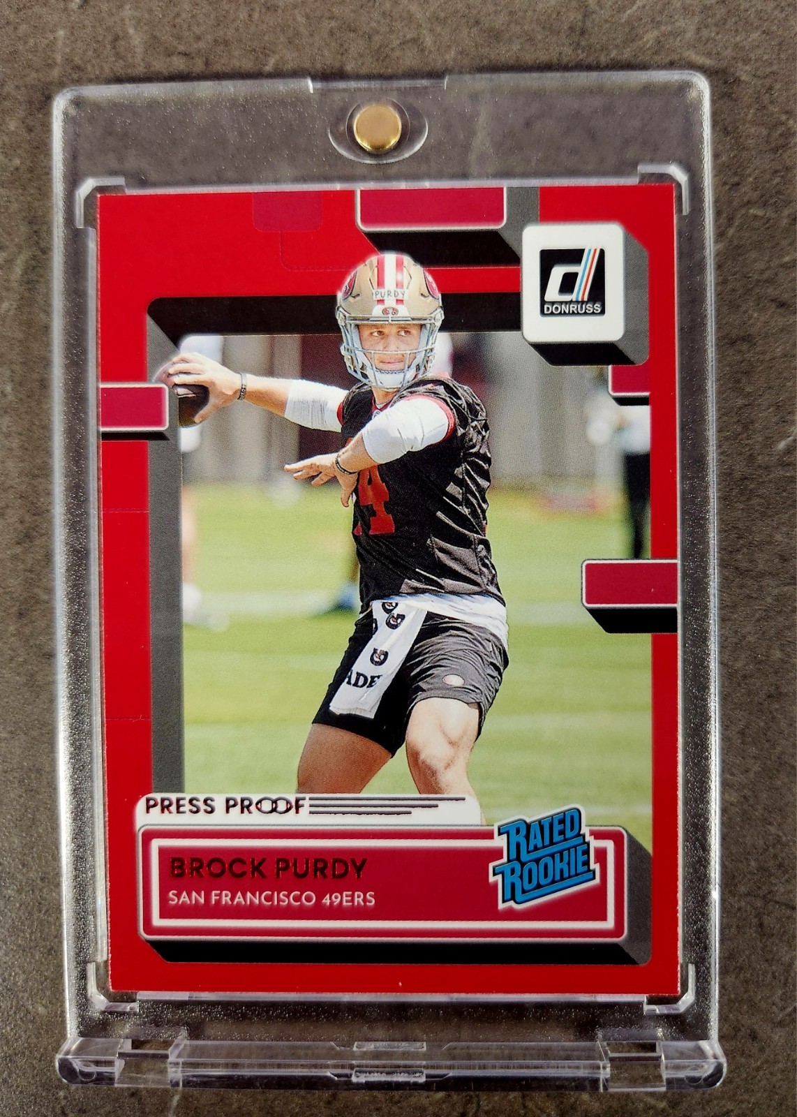 2022 Donruss Rated Rookie Brock Purdy #374 Red Press Proof 49ers RC view 3