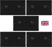 5x BG Nexus NFB22B Matt Satin Graphite Black 13Amp Double Plug Wall Socket 2Gang