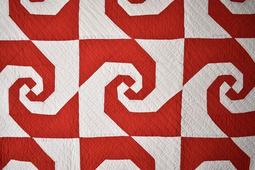 GRAPHIC Vintage Red & White "Indiana Puzzle" Antique Quilt c. 1900! - Picture 3 of 7