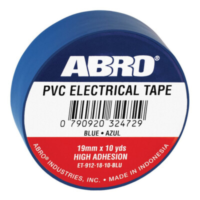 High Adhesion PVC Electrical Tape 0.12mmx19mmx10 yds Blue ABRO ET-912-18-10-BLU