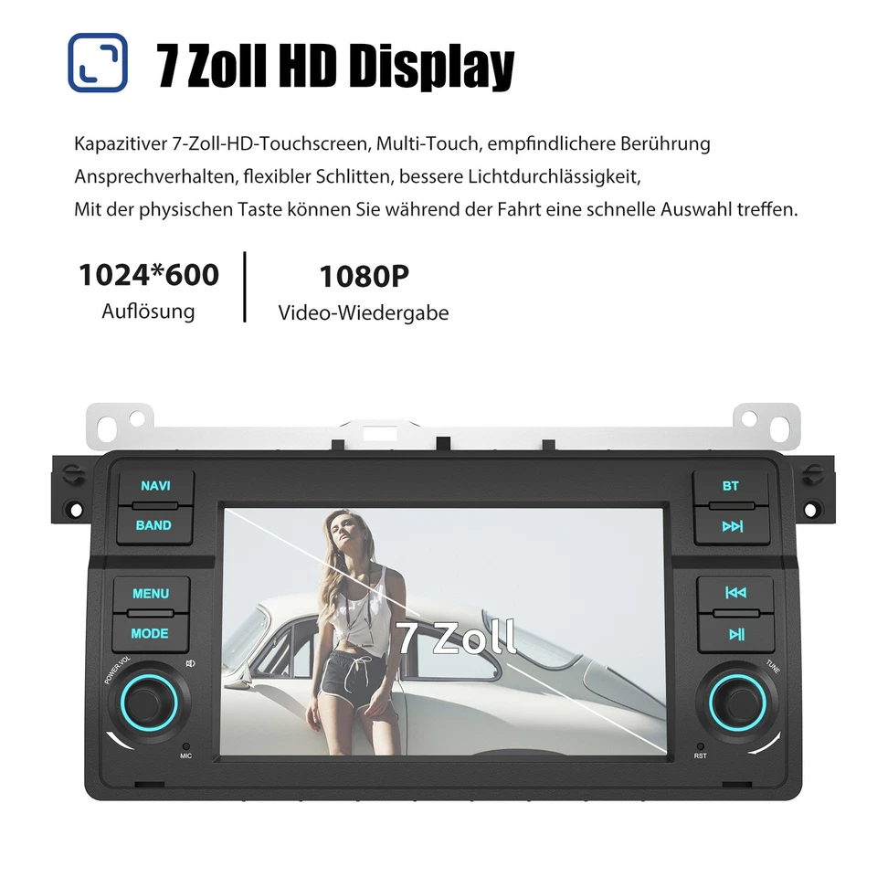 DAB+ Apple Carplay Autoradio Android 14 GPS SAT NAV Für BMW 3er E46 M3 Rover 75 - Bild 4 von 4