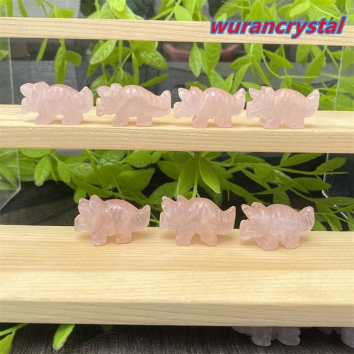 Mini calavera de cristal de cuarzo rosa natural tallado triceratop 5 piezas curación 1"" - Imagen 1 de 12