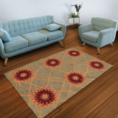 Eco-Friendly Hand Tufted Wool Area Rug Floral Cream BBH Homes BBK00720