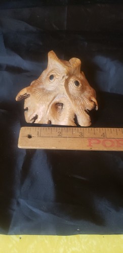 Coconut art owl folk carved VTG Tiki Bar Handmade - Picture 8 of 8